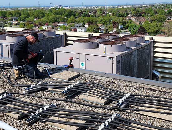 Rooftop electrical work by our experienced commercial electricians